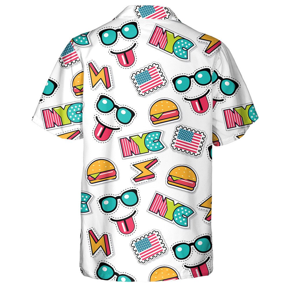 Deilbhíní Greannmhar Meiriceánacha Stíl Mhaireachtála Patrún Doodle Léine Haváís, Bronntanas Léine Haváí, Bronntanas Nollag