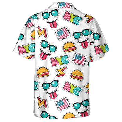 Deilbhíní Greannmhar Meiriceánacha Stíl Mhaireachtála Patrún Doodle Léine Haváís, Bronntanas Léine Haváí, Bronntanas Nollag