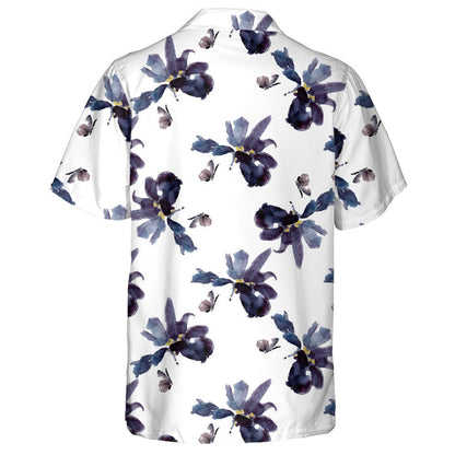 Hand Drawn Iris Flowers And Butterfly Hawaiian Shirt, Hawaiian For Gift