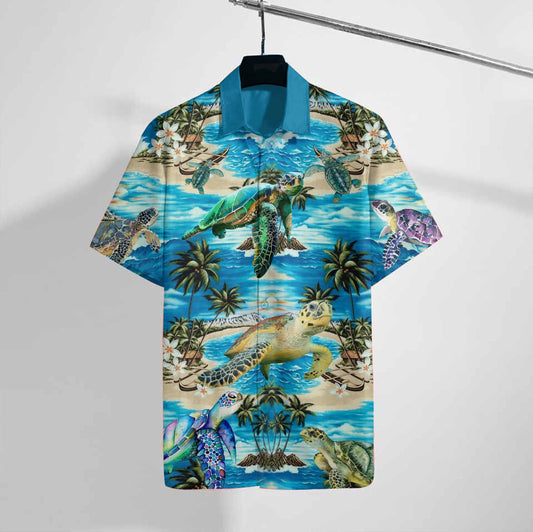 Turtle Beach The Blue Sky Design Hawaiian Shirt, Hawaiian For Gift