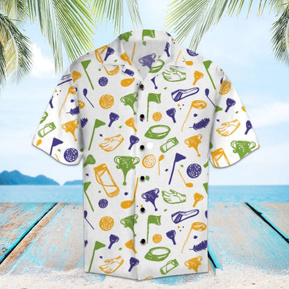 Yellow And Green Golf Putter And Balls Hawaiian Shirt,Hawaiian Shirt Gift, Christmas Gift