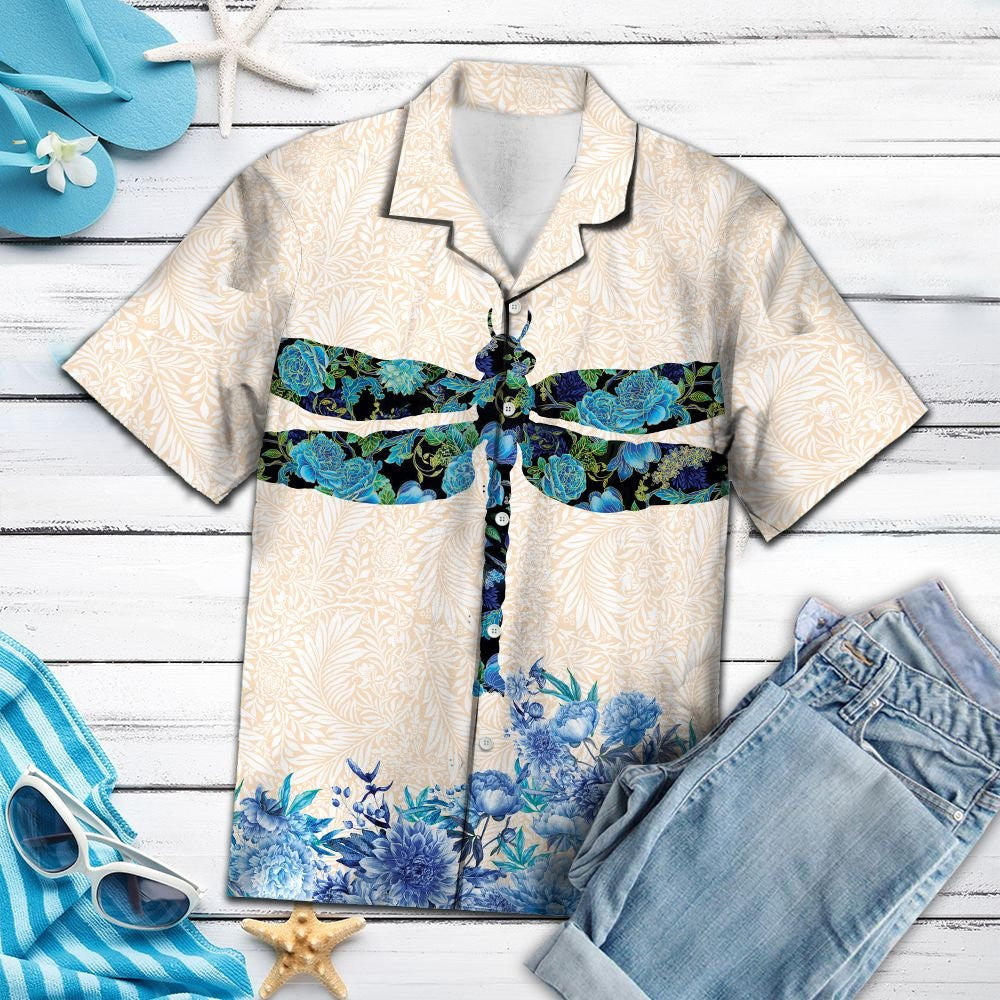 Teibí Feithid Snathrach Bláth Gorm Ar Léine Beige Haváís, Bronntanas Léine Haváís, Bronntanas Nollag