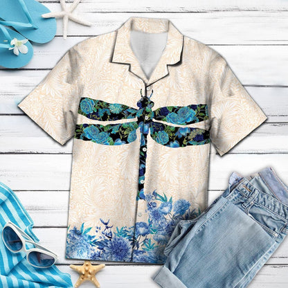 Teibí Feithid Snathrach Bláth Gorm Ar Léine Beige Haváís, Bronntanas Léine Haváís, Bronntanas Nollag