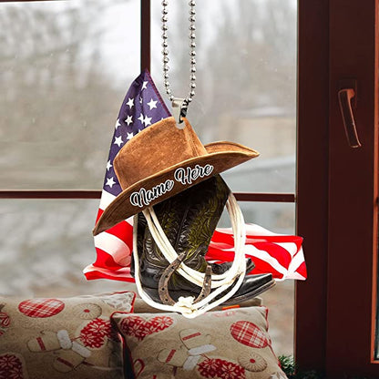 Hataí agus Buataisí Bó Buachaillí Pearsanta ó SAM Ornáid Aicrileach Múnlaithe Dhá Thaobh Do Charr, Ornáidí Crochta Gluaisteán, Maisiú Nollag