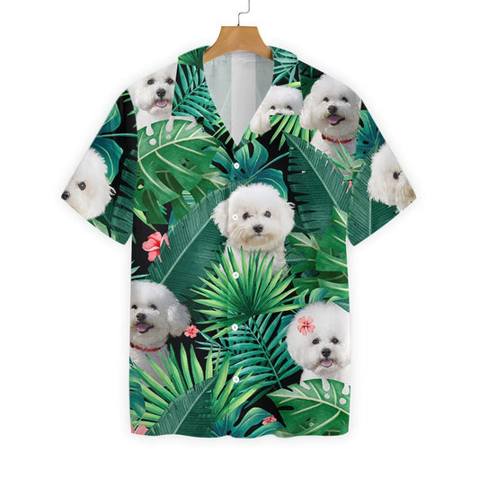 Tropical Bichon Frise Seamless Background Design Hawaiian Shirt,Hawaiian Shirt Gift, Christmas Gift