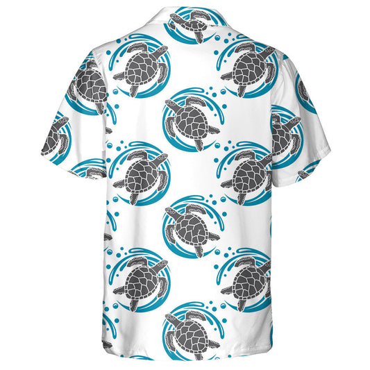 Sea Turtles And Waves On White Background Hawaiian Shirt, Hawaiian Shirt Gift, Christmas Gift