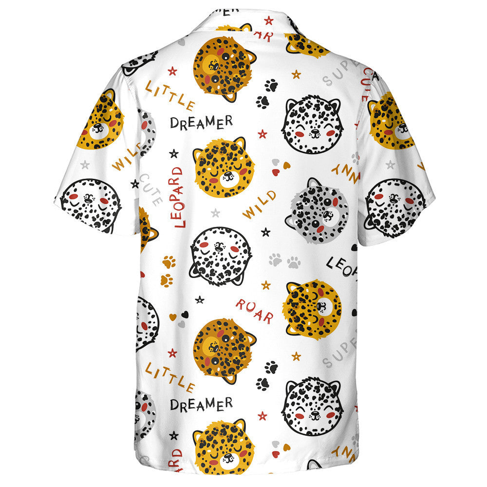 Modern Trendy Leopard Cat Face On White Hawaiian Shirt, Hawaiian Shirt Gift, Christmas Gift