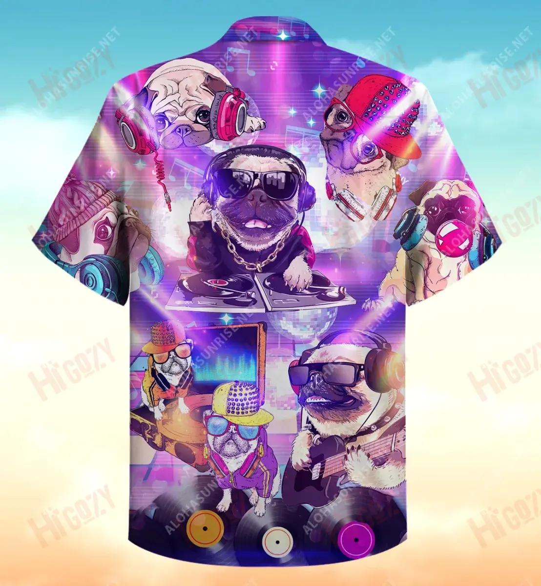 Feeling Music With Pugs Hawaiian Shirt Hobbies Short Sleeve Best Hawaiian Shirts Crazy Shirts Hawaii_Hawaiian Shirt Gift, Christmas Gift