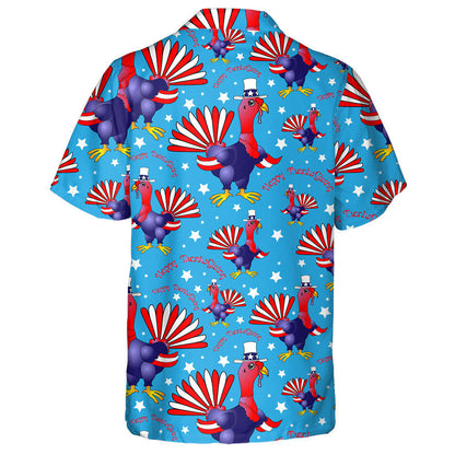 Happy Thanksgiving Cartoon Tturkey With National Flag Hawaiian Shirt, Hawaiian Shirt Gift, Christmas Gift