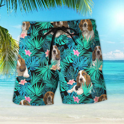Basset Hound Hawaiian Shirt - Green Tropical Dog Hawaiian Shirt - Unique Gifts From Hawaii ,Hawaiian Shirt Gift, Christmas Gift