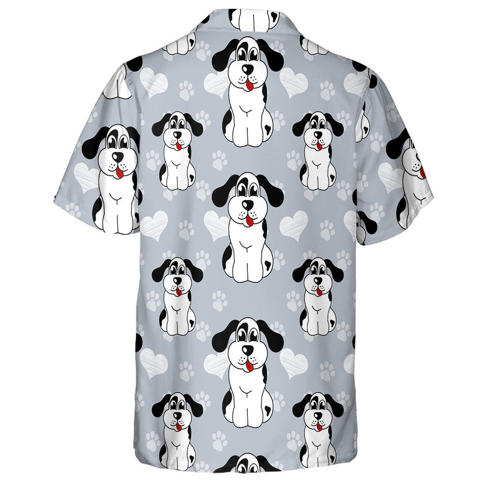 Black And White Dog Isolated Background Hawaiian Shirt, Hawaiian For Gift