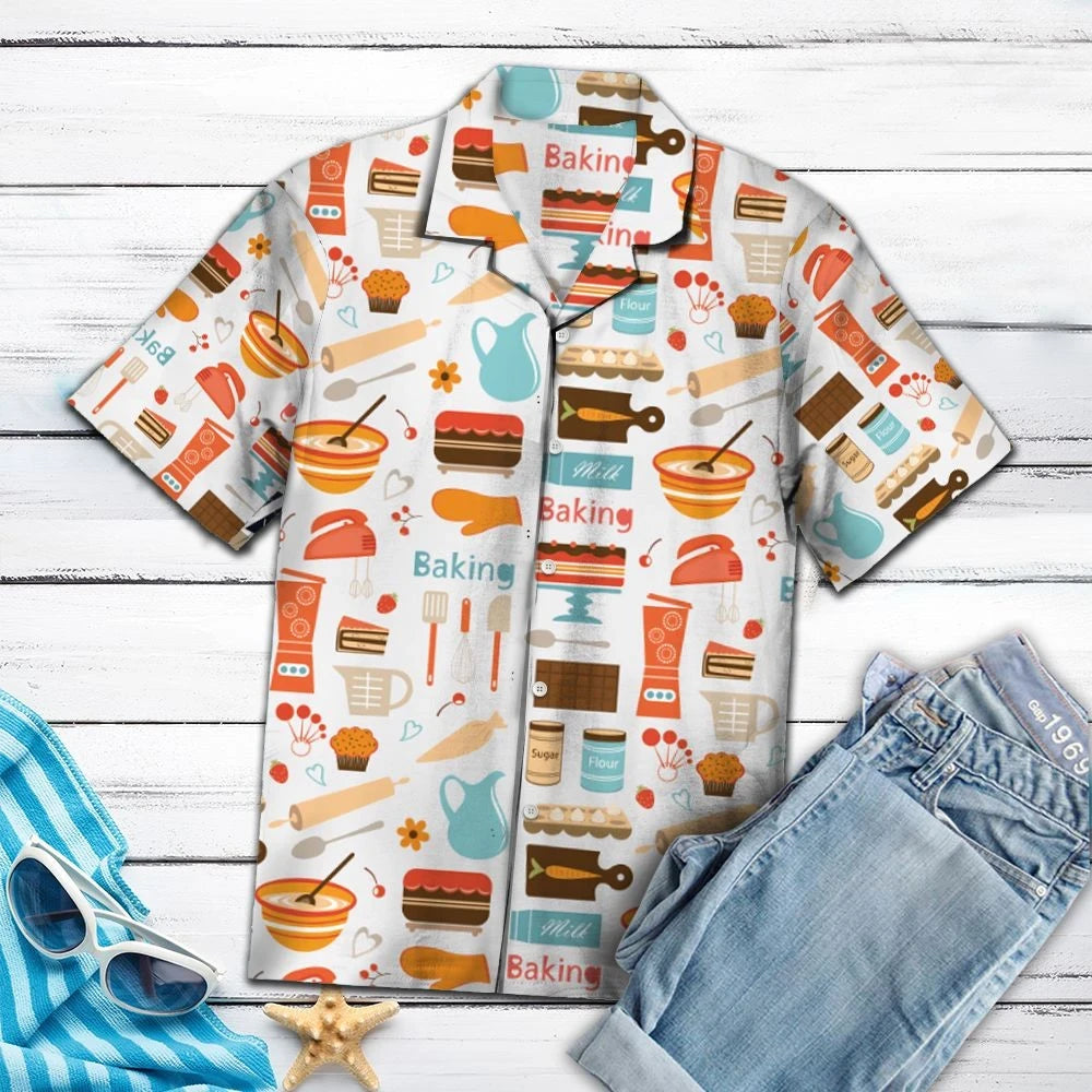 Amazing Baking Kitchen Equipment Pattern Hawaiian Shirt, Hawaiian For Gift