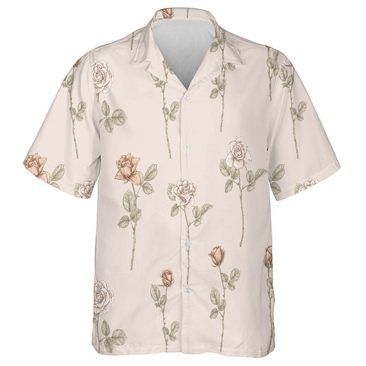 Bláthanna Rósanna Álainn Ar Dhathanna Seanré Beige Dearadh Léine Haváís, Bronntanas Léine Haváís, Bronntanas Nollag