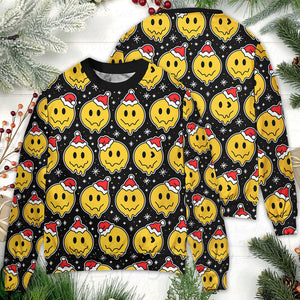 Christmas Smile Happy Face With Santa Hat Ugly Christmas Sweater, Christmas Gift, Gift Christmas 2024