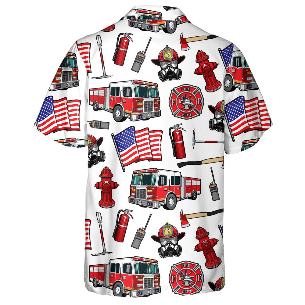 Firefighting Firefighter Department American Flag Elements Hawaiian Shirt, Hawaiian Shirt Gift, Christmas Gift
