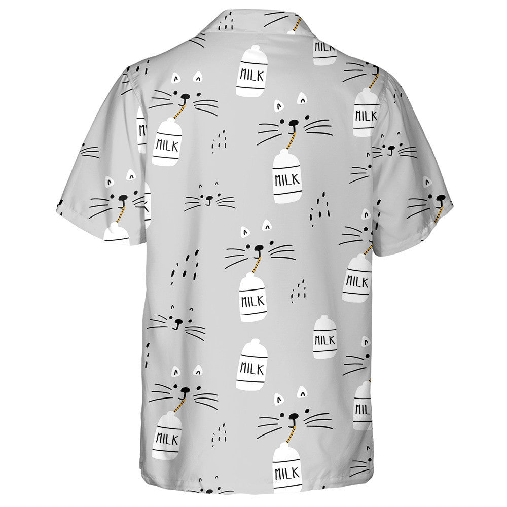 Face Of Cats And Milk On Grey Hawaiian Shirt,Hawaiian Shirt Gift, Christmas Gift