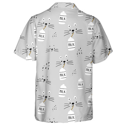 Face Of Cats And Milk On Grey Hawaiian Shirt,Hawaiian Shirt Gift, Christmas Gift