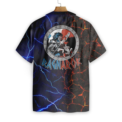 Viking Odin And Fenrir Battle Pattern Hawaiian Shirt, Hwaiian For Gift
