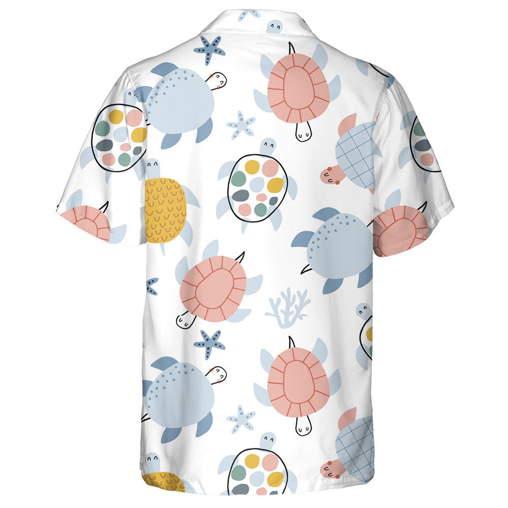 Colorful Style Cute Turtles On White Background Hawaiian Shirt, Hawaiian Shirt Gift, Christmas Gift
