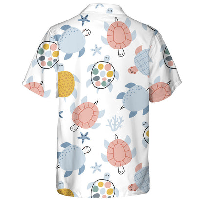 Colorful Style Cute Turtles On White Background Hawaiian Shirt, Hawaiian Shirt Gift, Christmas Gift