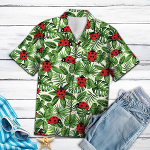 Awesome Ladybug With Different Plants Pattern Hawaiian Shirt, Hawaiian For Gift