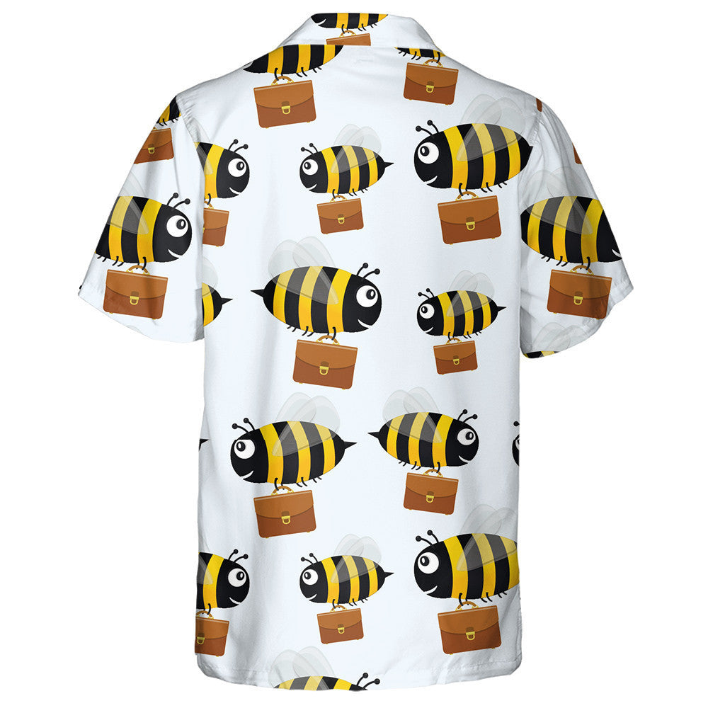 Natural Summer Flying Bees With Briefcases Hawaiian Shirt,Hawaiian Shirt Gift, Christmas Gift