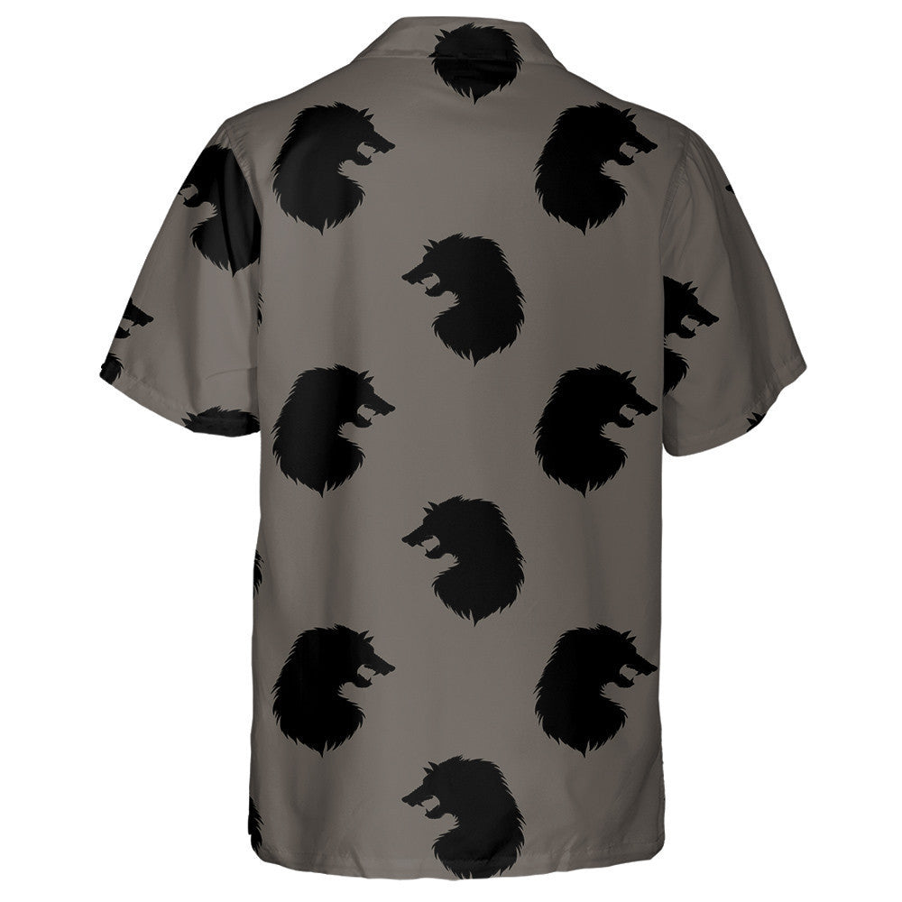 Silhouette Of Werewolf Head On Grey Background Hawaiian Shirt, Hawaiian Shirt Gift, Christmas Gift