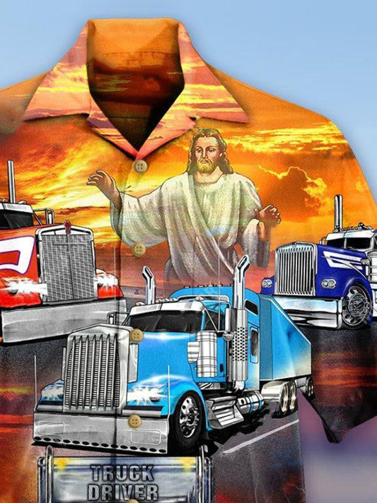 Truck Driver Crazy Background Design Hawaiian Shirt, Hawaiian For Gift