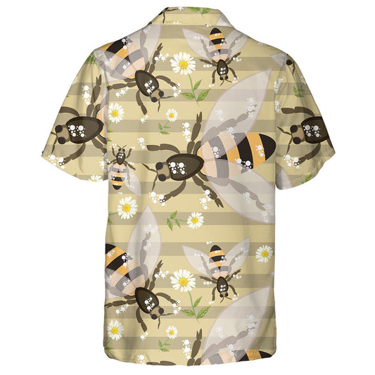 Natural Summer Bee Design With Chamomile Flowers Hawaiian Shirt, Hawaiian Shirt Gift, Christmas Gift