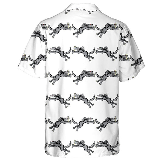 Cartoon Characters Big Grey Running Wolf Hawaiian Shirt, Hawaiian Shirt Gift, Christmas Gift
