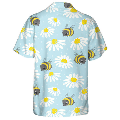Natural Spring Cute Bee And Blooming Flowers Hawaiian Shirt, Hawaiian Shirt Gift, Christmas Gift