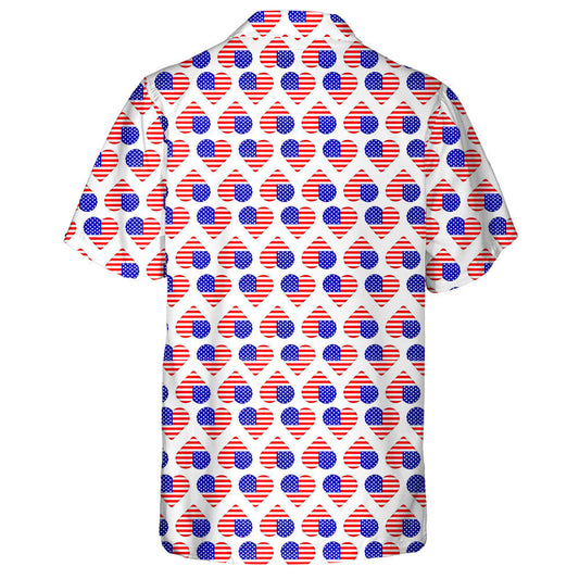 Minimalist Style Hearts From American Flags Pattern Hawaiian Shirt, Hawaiian Shirt Gift, Christmas Gift