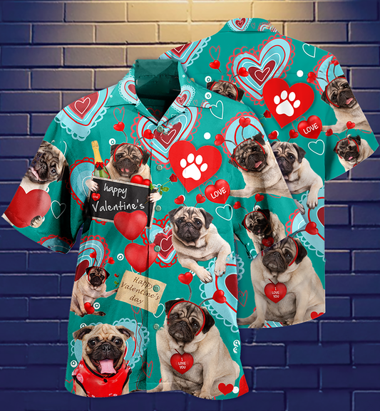 Dogs Happy Valentine - Hawaiian Shirt_Hawaiian Shirt Gift, Christmas Gift