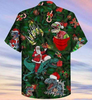 T-rex Dinosaur Enjoy Christmas Vintage Style Design Hawaiian Shirt, Hawaiian Shirt Gift, Christmas Gift