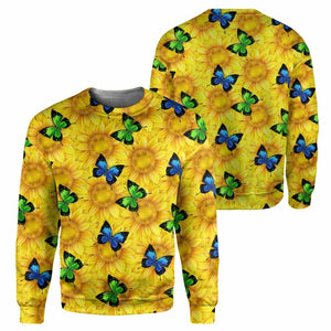 Sunflower Butterflies - 3D All Over Printed Shirt Tshirt Hoodie Apparel