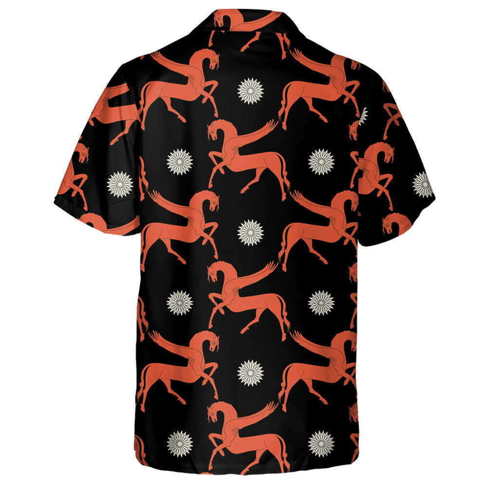 Fantastic Winged Horses And Round Floral Hawaiian Shirt,Hawaiian Shirt Gift, Christmas Gift