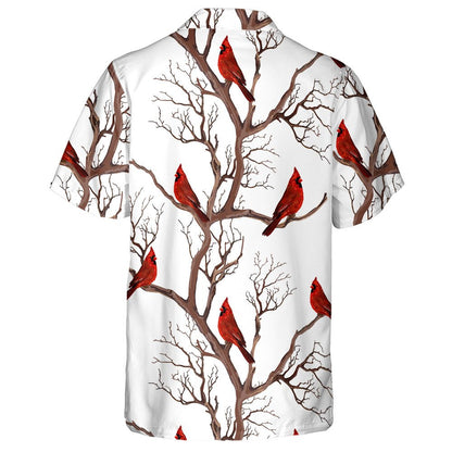 Red Cardinal Bird Sitting On The Branch Hawaiian Shirt, Hawaiian Shirt Gift, Christmas Gift