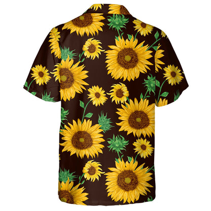 Vivid Flowers Plants On Brown Background Hawaiian Shirt, Hwaiian For Gift
