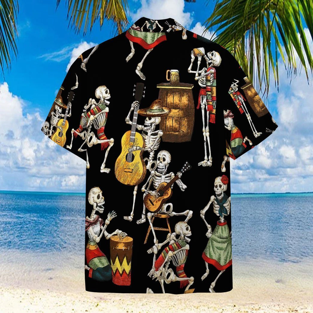 Skeleton Dance Seamless Background Design Hawaiian Shirt,Hawaiian Shirt Gift, Christmas Gift