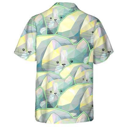 Cute Cartoon Polygon Cat Doodle Background Hawaiian Shirt, Hawaiian Shirt Gift, Christmas Gift