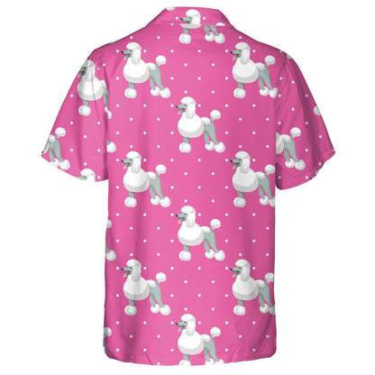 Standart White Poodle On Dot Pink Hawaiian Shirt,Hawaiian Shirt Gift, Christmas Gift