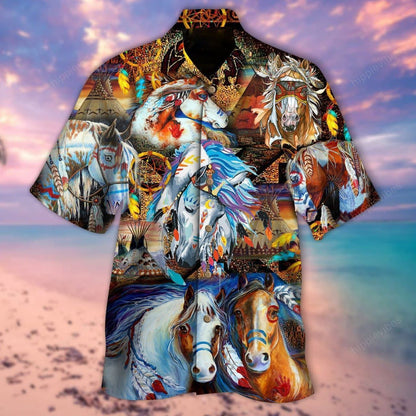 Native Horse Amazing My Soul Design Hawaiian Shirt,Hawaiian Shirt Gift, Christmas Gift