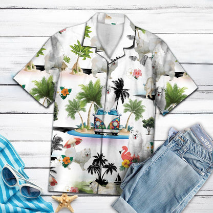 Hippie Van Le Laethanta Saoire Fluffy Samoyed Ar Léine Haváíais Oileán, Bronntanas Léine Haváíais, Bronntanas Nollag