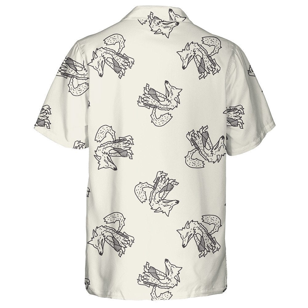 Werewolf Doodle On Light Grey Background Hawaiian Shirt, Hwaiian For Gift