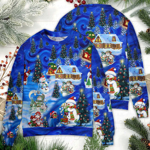 Christmas Snowman Chilling With My Snowmies Ugly Christmas Sweater, Christmas Gift, Gift Christmas 2024