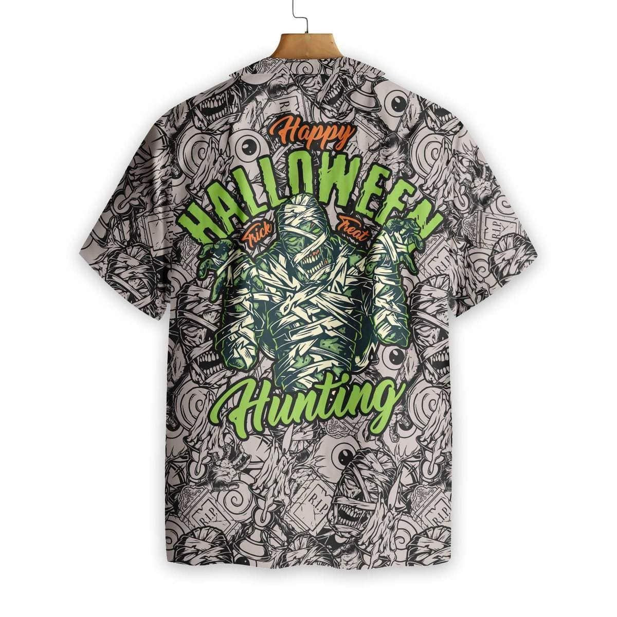 Happy Halloween The Mummy Hunting Background Hawaiian Shirt, Hawaiian For Gift
