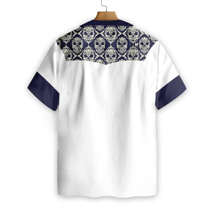 Patrún Gan uaim Cloigeann Ornáideach Dearadh Gorm Agus Bán Léine Haváís, Bronntanas Léine Haváís, Bronntanas Nollag