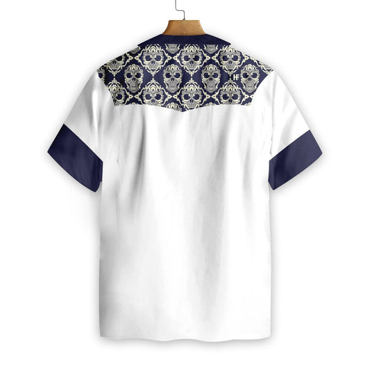 Patrún Gan uaim Cloigeann Ornáideach Dearadh Gorm Agus Bán Léine Haváís, Bronntanas Léine Haváís, Bronntanas Nollag