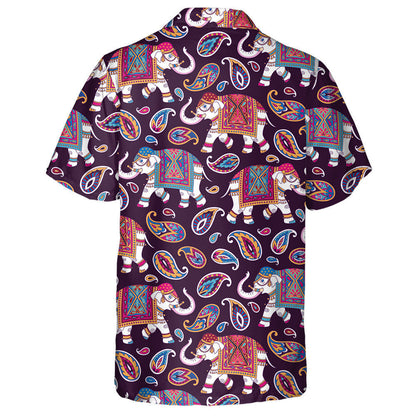 Indian Style Elephant Walking And Paiseley Hawaiian Shirt, Hawaiian For Gift
