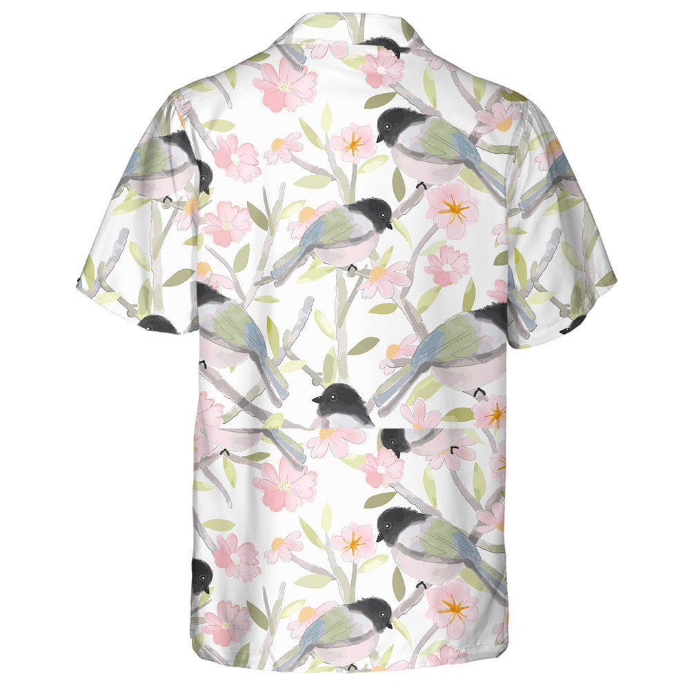 Éan gleoite Agus Bláthanna Bándearg le Léine Haváích Duilleog Glas, Bronntanas Léine Haváíais, Bronntanas Nollag